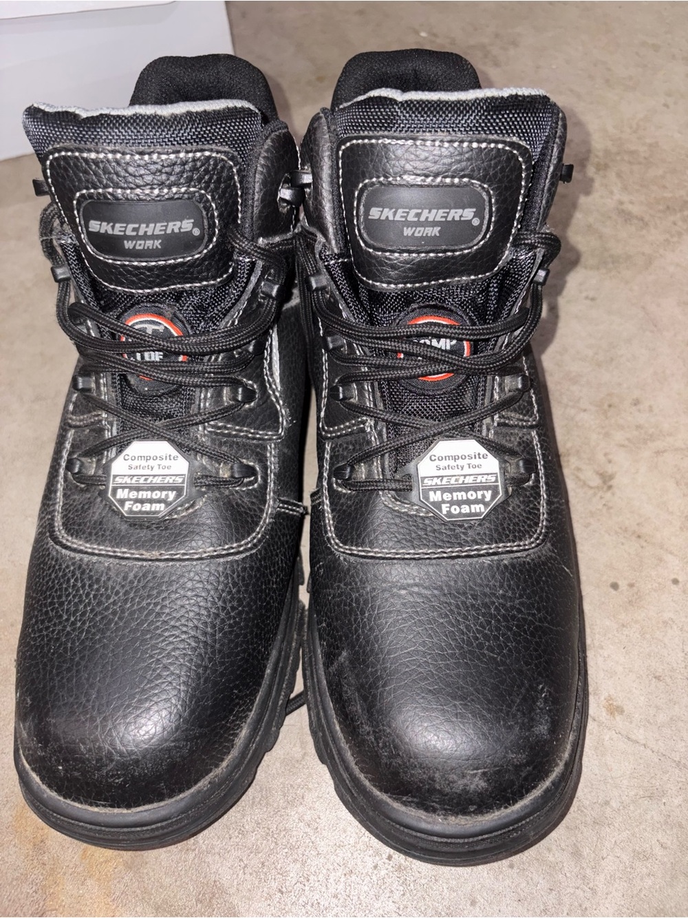 Skechers Work Black Leather Composite Toe Memory Foam Safety Boots
